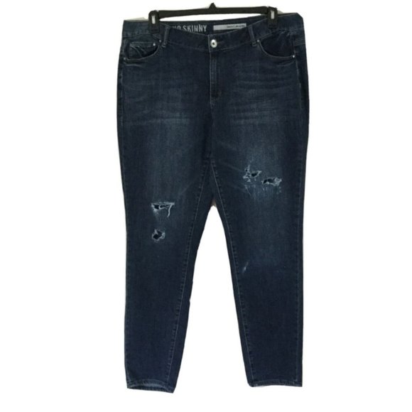 Dkny Denim - DKNY Soho Skinny Ripped Distressed Jeans Plus 20W